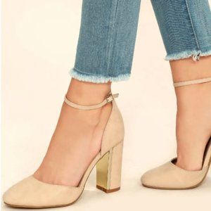 Lulu's Laura Light Nude Suede Ankle Strap Heels